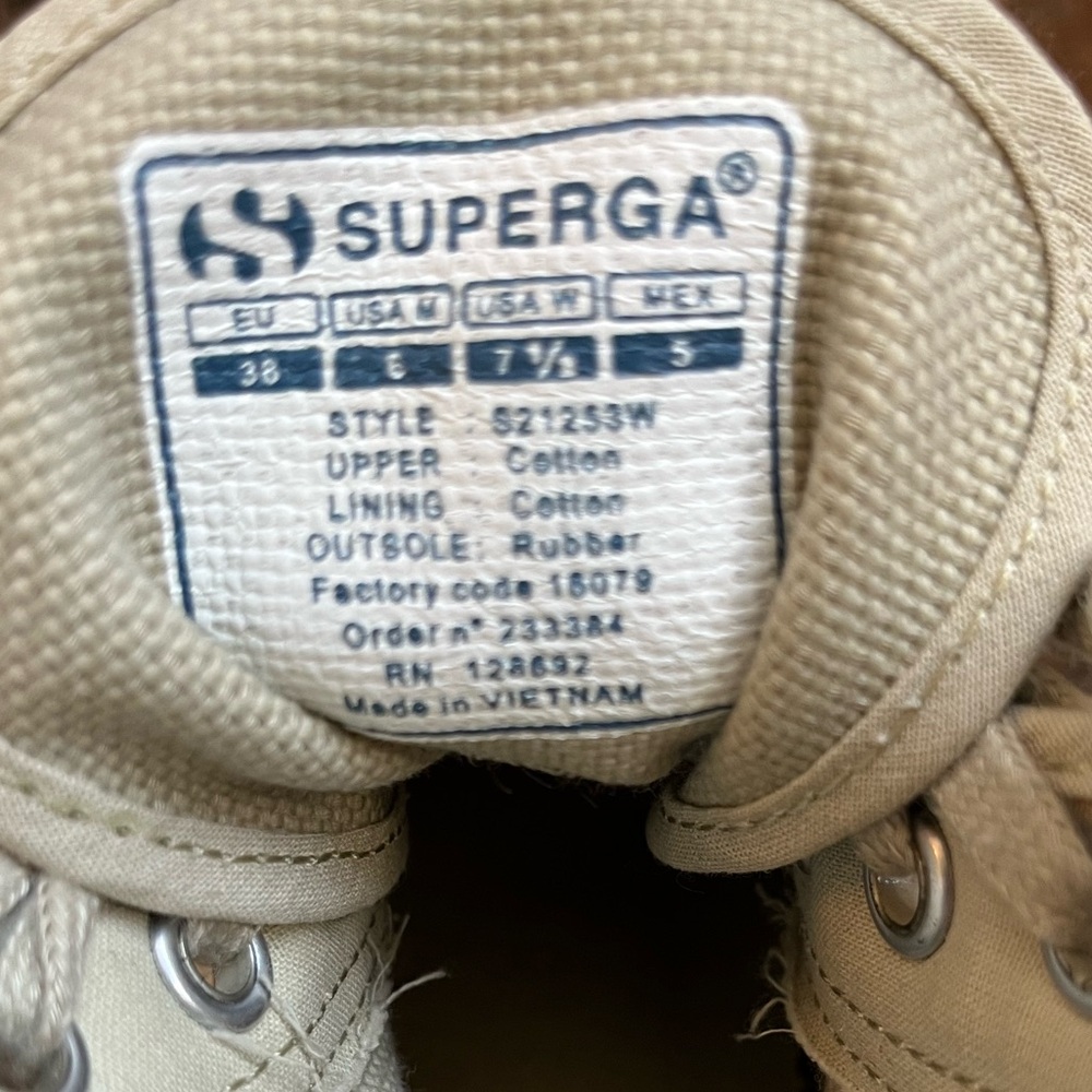SUPERGA Alpina S21253W tan high top canvas utilitarian  sneaker tennis shoe. 38 - Picture 9 of 11